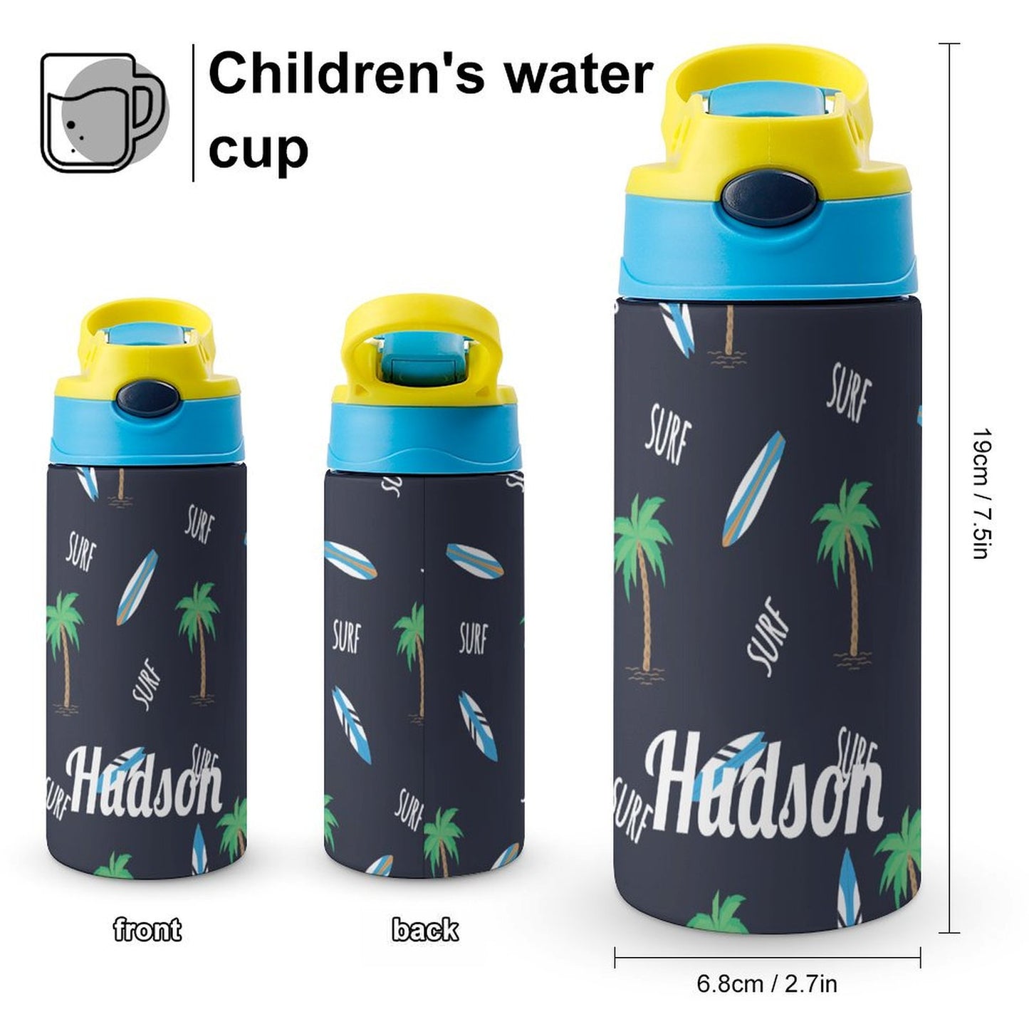 Personalised Kids Water Bottle - Surf