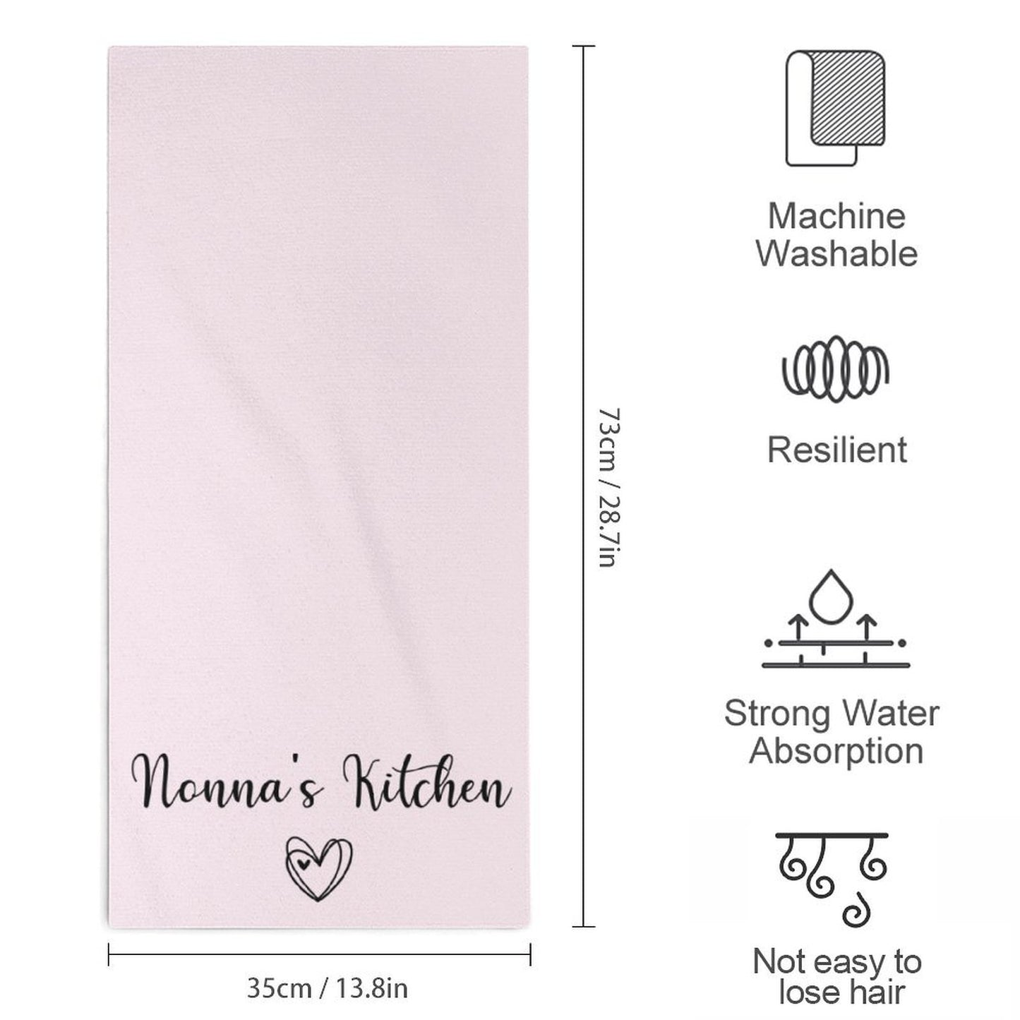 Personalised Kitchen Towel - Pink Heart