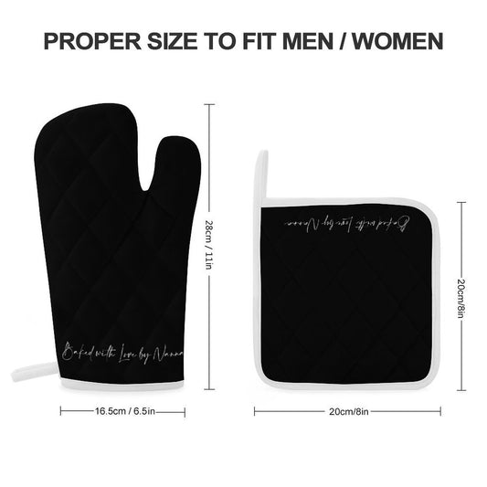 Oven Mitt & Pot Holder Set - Black