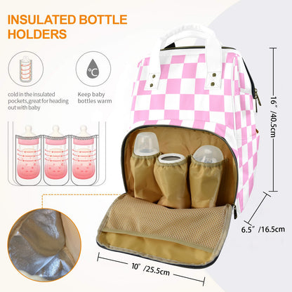 Personalised Diaper Bag - Pink Check