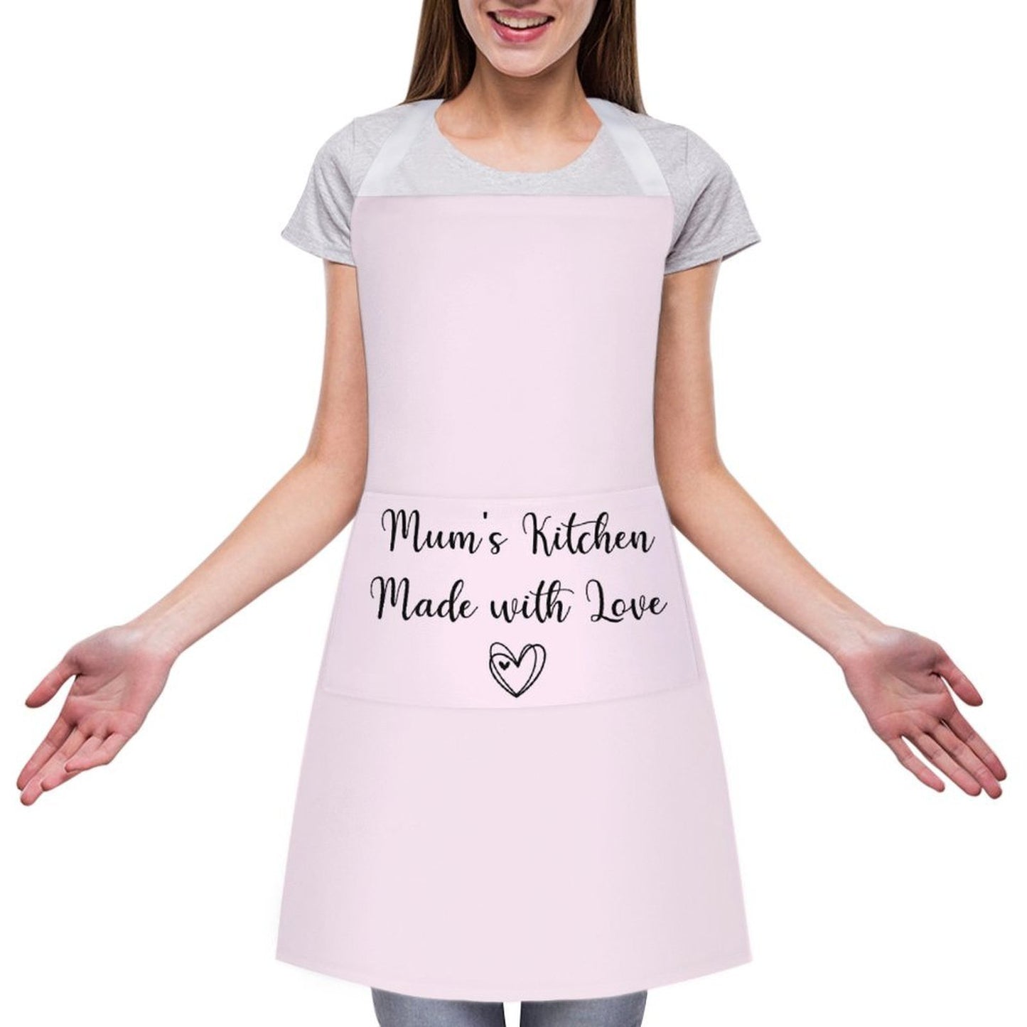 Personalised Apron with Pocket - Pink Heart