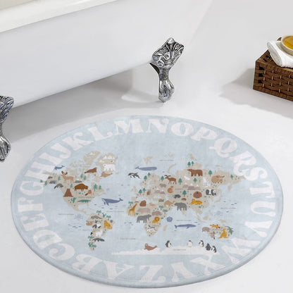 World Animal Alphabet Floor Mat - Blue