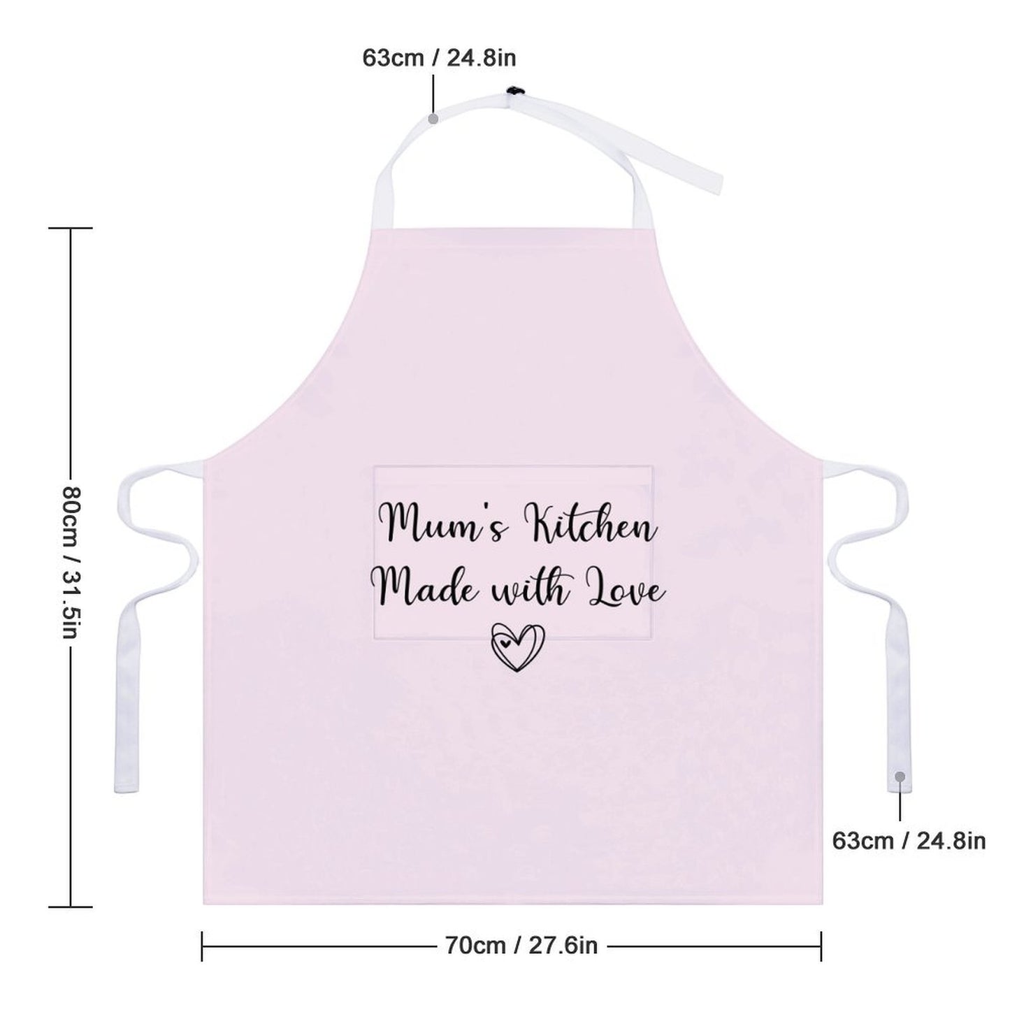 Personalised Apron with Pocket - Pink Heart