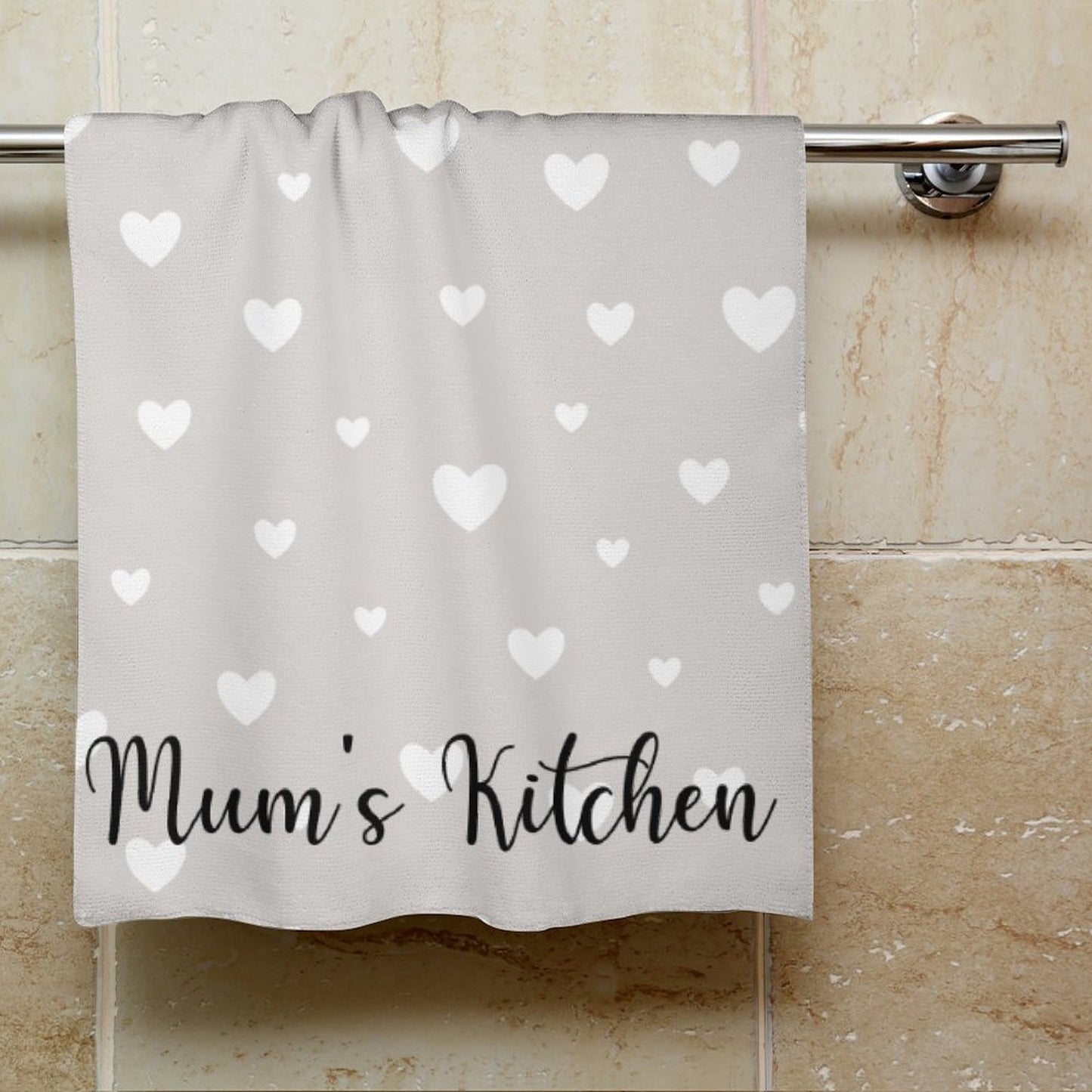 Personalised Kitchen Towel - Grey Heart