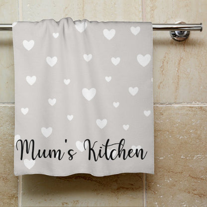 Personalised Kitchen Towel - Grey Heart