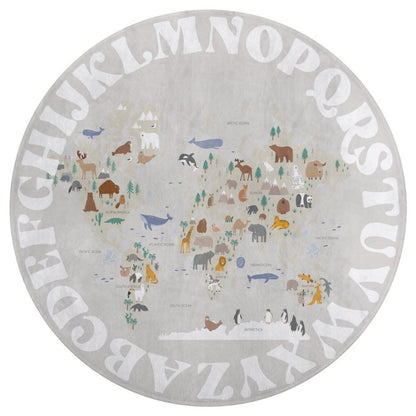 World Animal Alphabet Floor Mat - Taupe