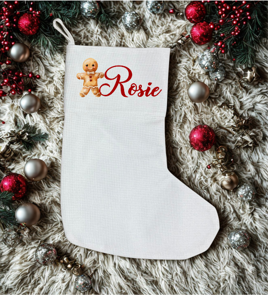 Personalised Premium Linen Stocking – Classic Christmas Collection