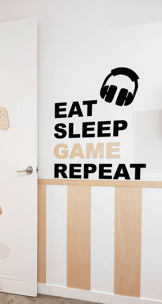 Eat Sleep Game Repeat Wall Sign