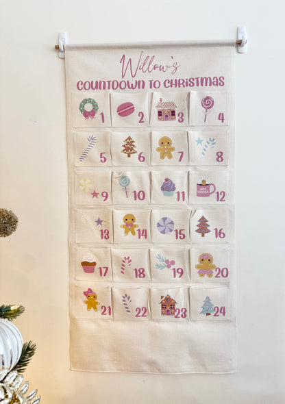 Personalised Large Christmas Advent Calendar - Pink Pastels