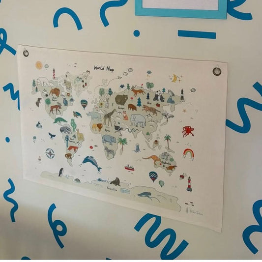 Animal Map Canvas Wall Hang - Timber Tinkers