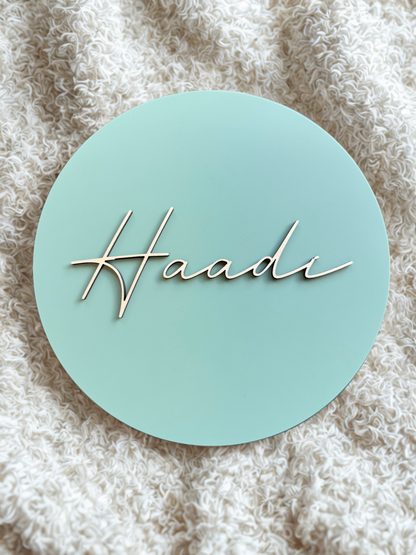 Personalised Acrylic Round Name Sign for Nursery Décor