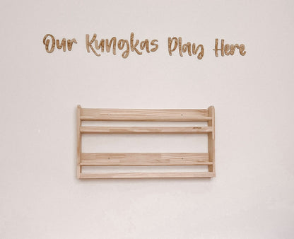 Compact Wall Organizer Shelf with 2 Tier -Varnished SolidWood