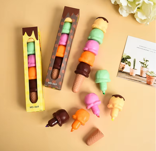 Ice-Cream Cone Multicolour Highlighters (May come in new packaging)
