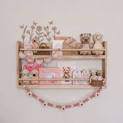 Compact Wall Organizer Shelf with 2 Tier -Varnished SolidWood