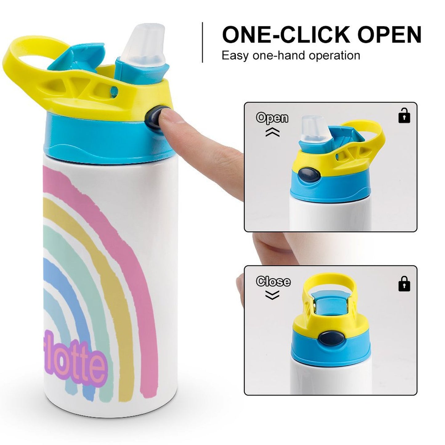 Personalised Kids Water Bottle - Pastel Rainbow