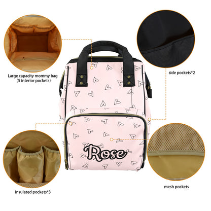 Personalised Diaper Bag - Pink Heart
