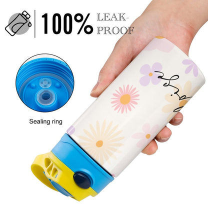 Personalised Kids Water Bottle - Pink Flower