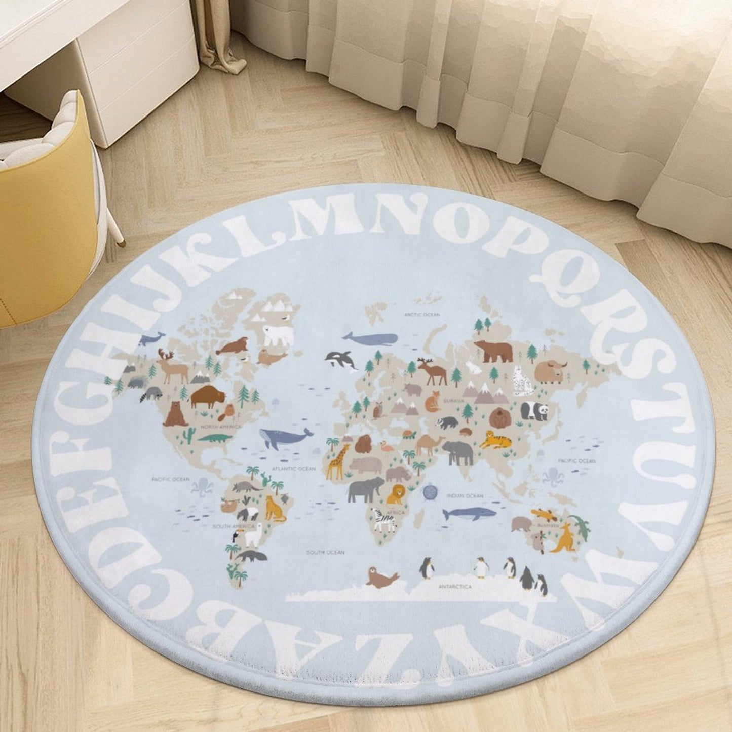 World Animal Alphabet Floor Mat - Blue