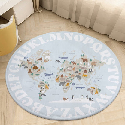 World Animal Alphabet Floor Mat - Blue