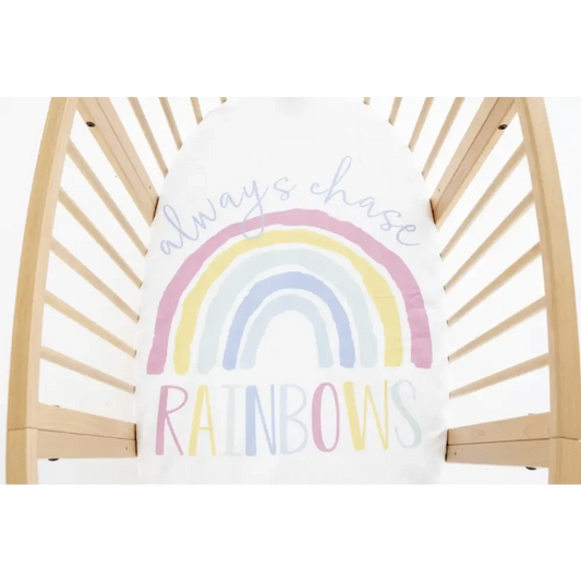 always chase Rainbows Jersey fitted Cot Sheet - Timber Tinkers