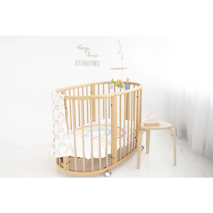 always chase Rainbows Jersey fitted Cot Sheet - Timber Tinkers