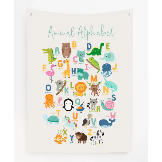 Animal Alphabet Colour Canvas Wall Hang - Timber Tinkers