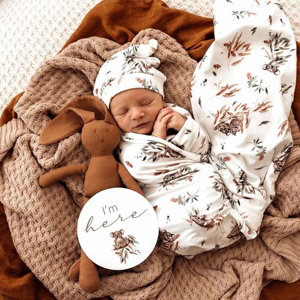 Koala Organic Jersey Wrap & Beanie Set