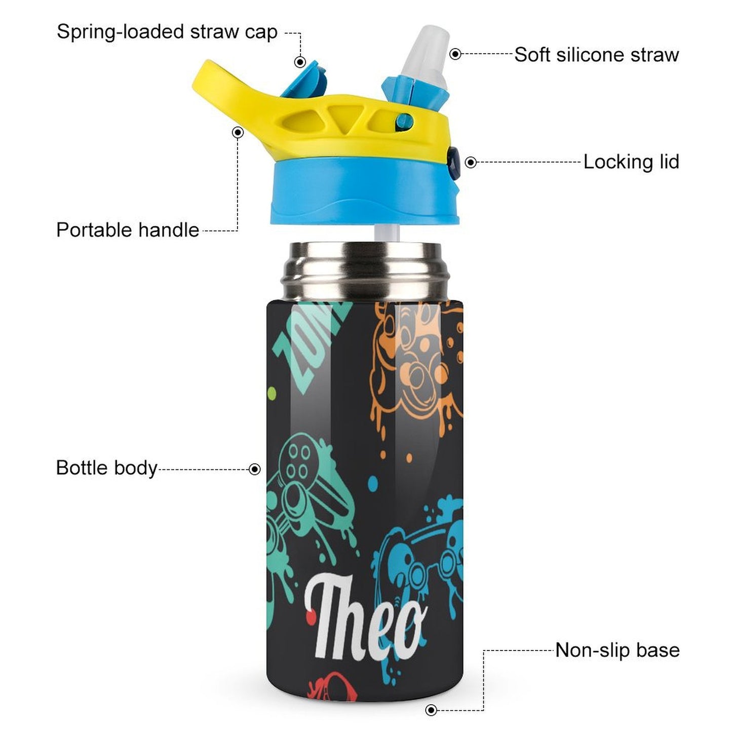 Personalised Kids Water Bottle - Gamer