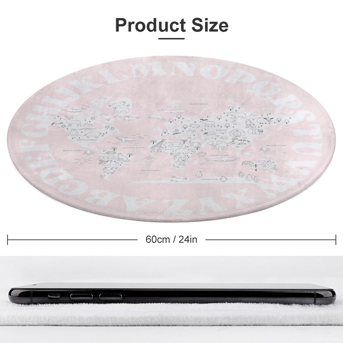 World Animal Alphabet Floor Mat - Pink