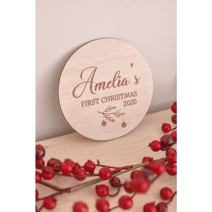Baby's First Christmas Plaque 2025 - Timber Tinkers