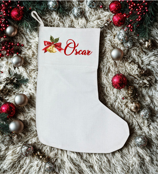 Personalised Premium Linen Stocking – Classic Christmas Collection