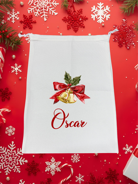 Personalised Premium Linen Santa Sack  – Classic Christmas Collection