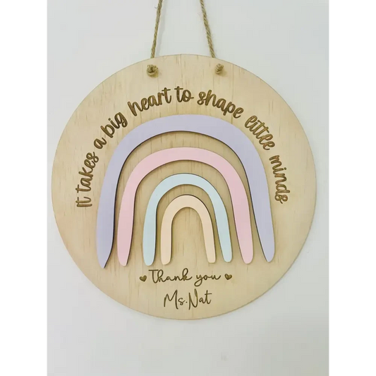 Big Hearts Teacher Plaque - Timber Tinkers