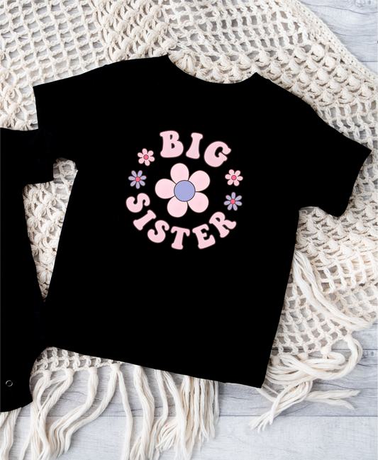Big Sister Daisy Black Tshirt