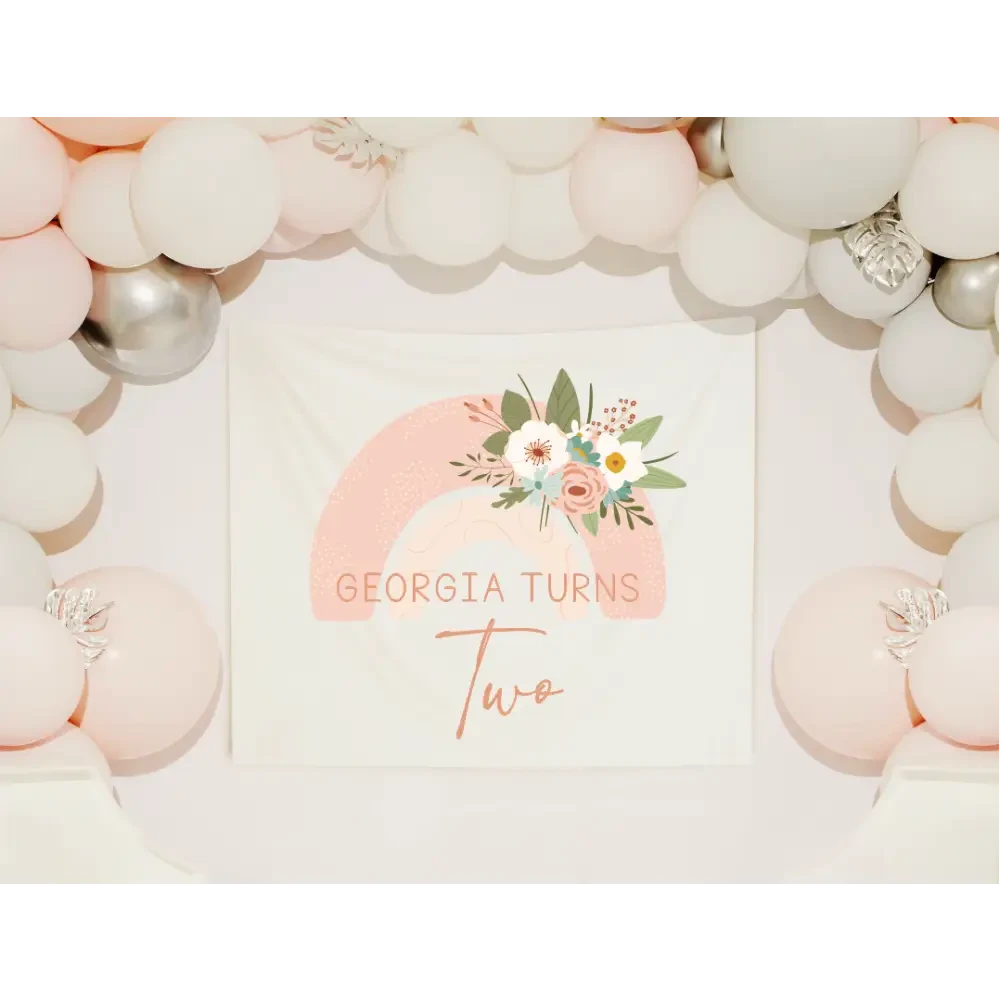 Birthday Banner - Floral Rainbow - Timber Tinkers