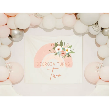 Birthday Banner - Floral Rainbow - Timber Tinkers