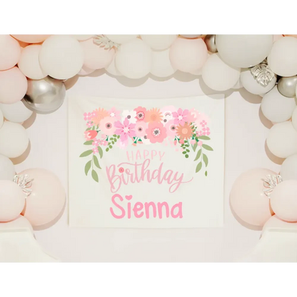 Birthday Banner - Pink Floral - Timber Tinkers