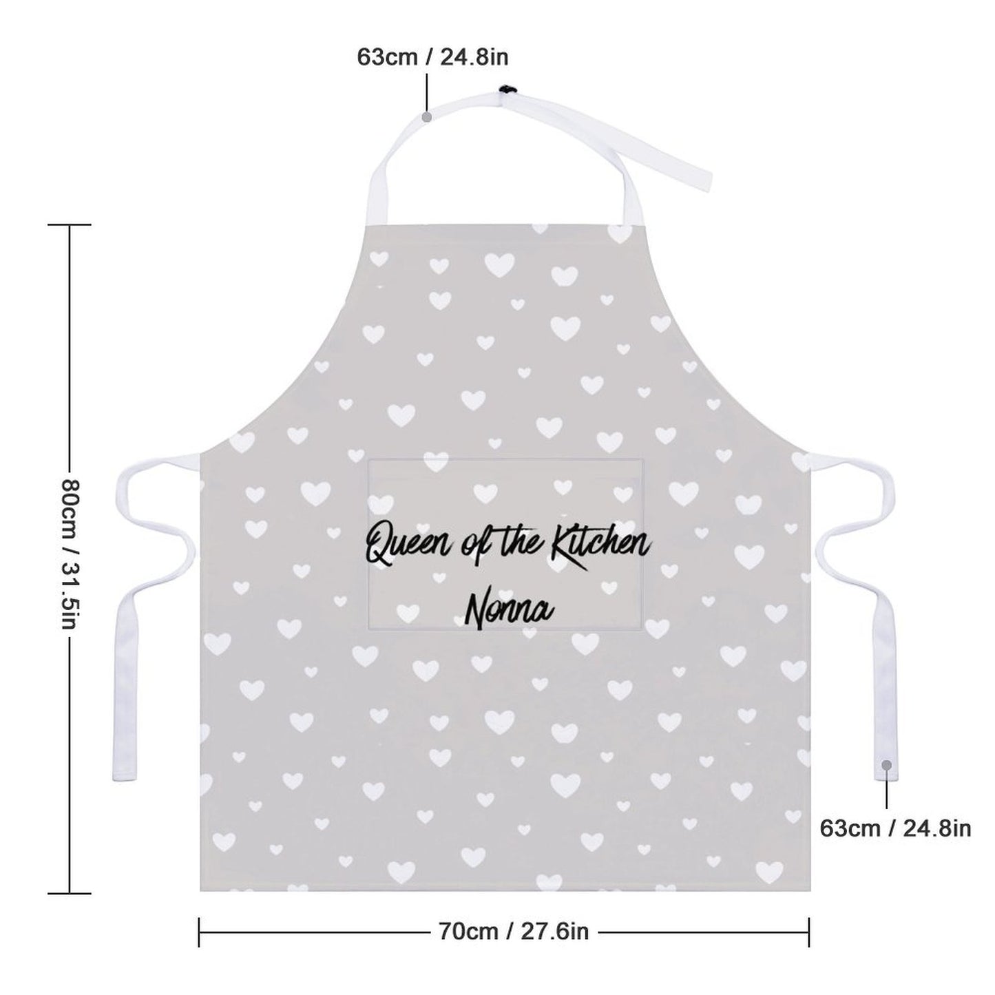 Personalised Apron with Pocket - Grey Heart