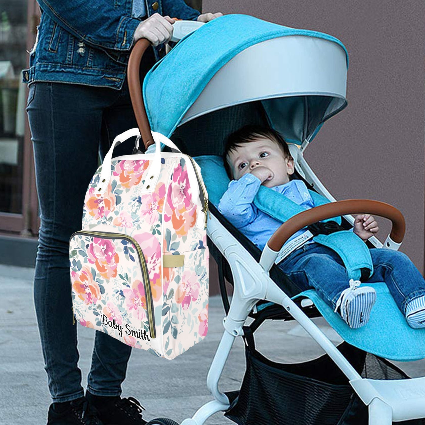 Personalised Diaper Bag - Pink Floral