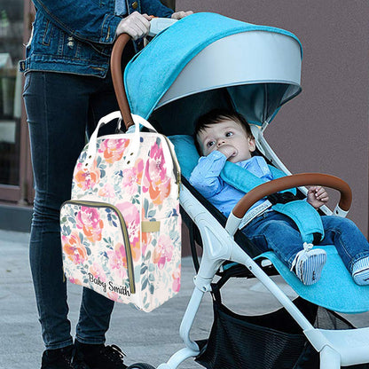 Personalised Diaper Bag - Pink Floral