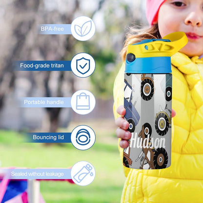 Personalised Kids Water Bottle - Tractor