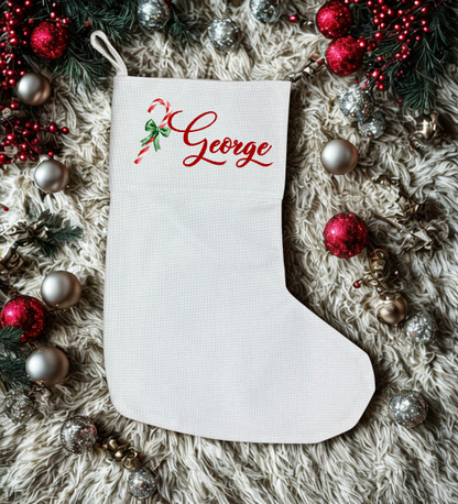 Personalised Premium Linen Stocking – Classic Christmas Collection