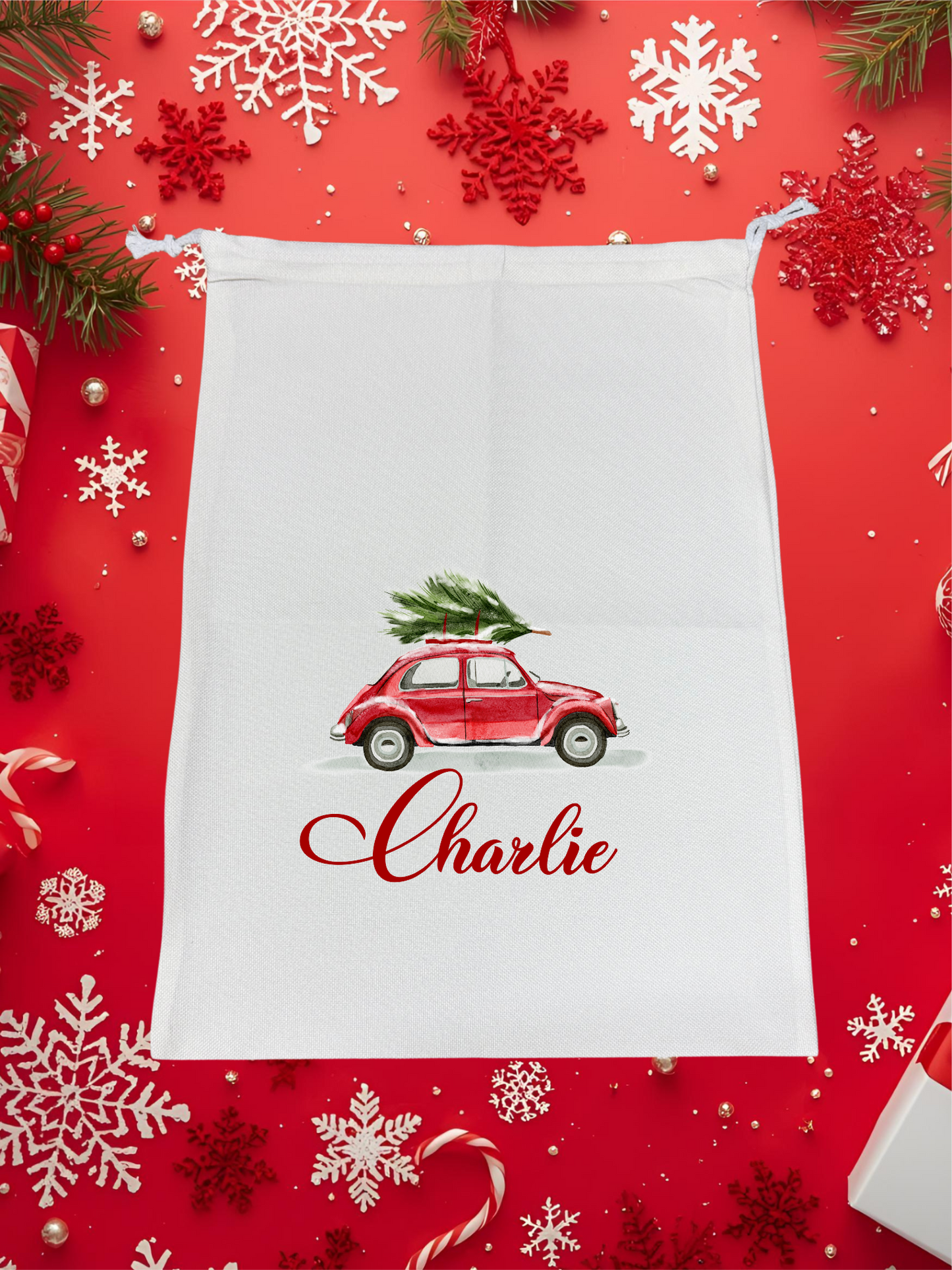 Personalised Premium Linen Santa Sack  – Classic Christmas Collection