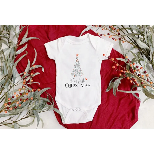 Christmas Onesie - Floral Christmas Tree - Timber Tinkers