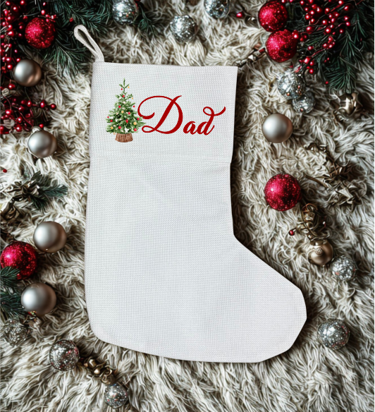 Personalised Premium Linen Stocking – Classic Christmas Collection