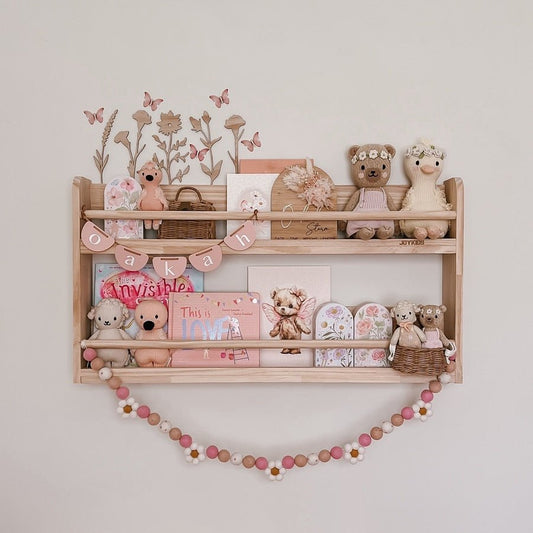 Compact Wall Organizer Shelf with 2 Tier - SolidWood