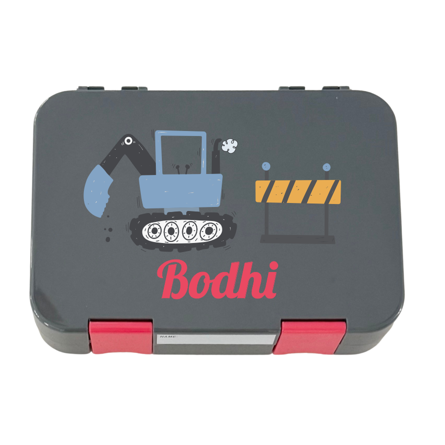 Personalised Lunch Boxes - Grey Construction