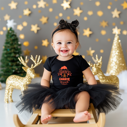 Santa's Cookie Tester Black Onesie