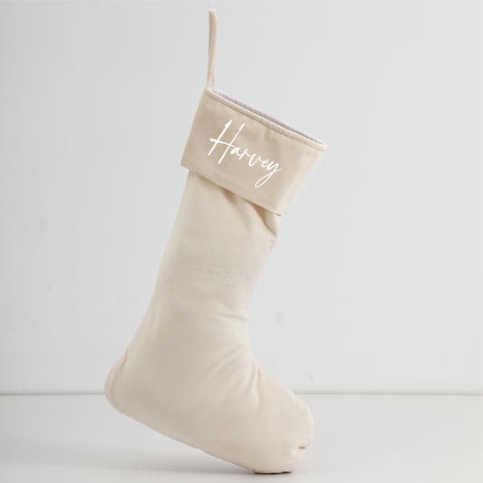 Personalised Velvet Stockings - Cream (50cm)