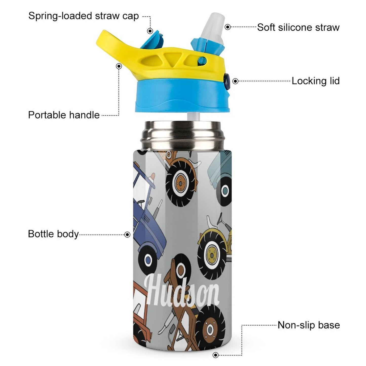 Personalised Kids Water Bottle - Tractor